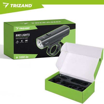 Kit d'éclairage vélo LED 1000 lm, USB-C, batterie 4800 mAh