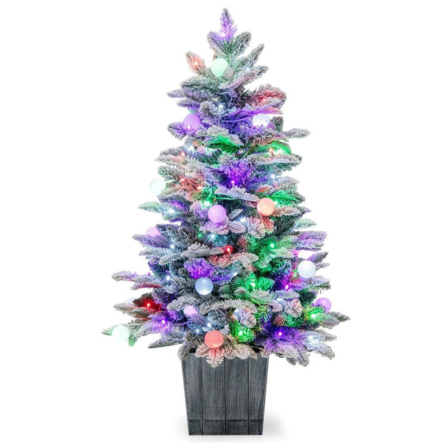 Sapin de Noël artificiel floqué de 100 cm avec 80 lumières LED multicolores