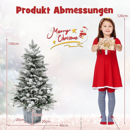 100cm künstlicher Weihnachtsbaum beflockter Tannenbaum mit 80 bunten LED-Lichtern
