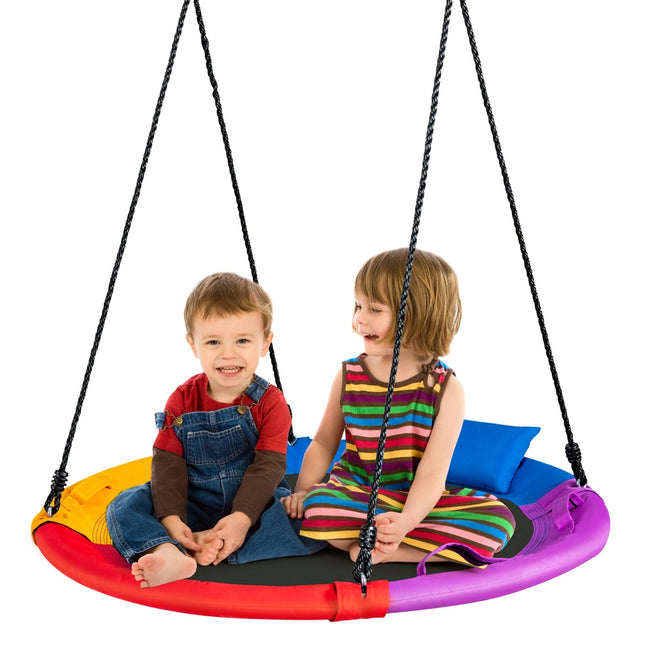 Balançoire Ø100 cm avec soucoupe en corde réglable 100 - 180 cm balançoire arbre colorée