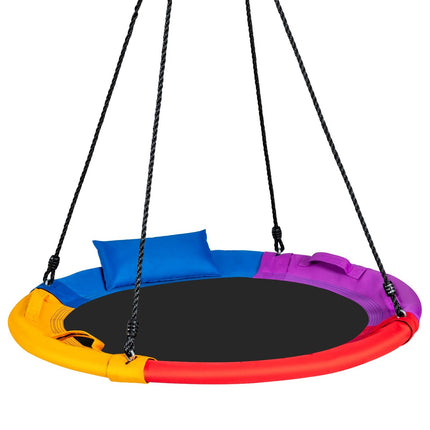 Balançoire Ø100 cm avec soucoupe en corde réglable 100 - 180 cm balançoire arbre colorée