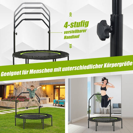 Mini trampoline Ø101 cm avec poignée réglable en hauteur et 2 bandes de résistance vert