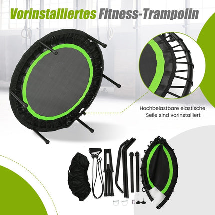 Mini trampoline Ø101 cm avec poignée réglable en hauteur et 2 bandes de résistance vert