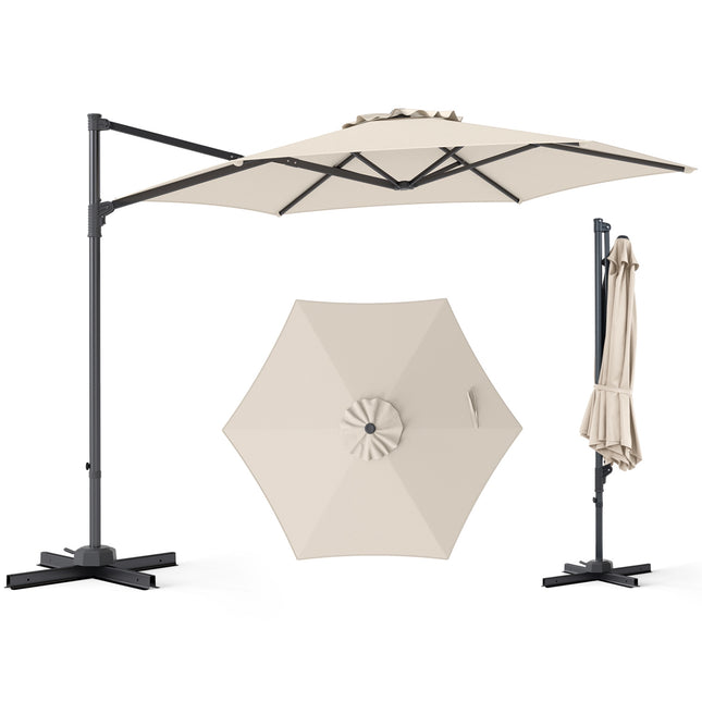 10 Fuß Ampelschirm – 360° belüftet, Beige
