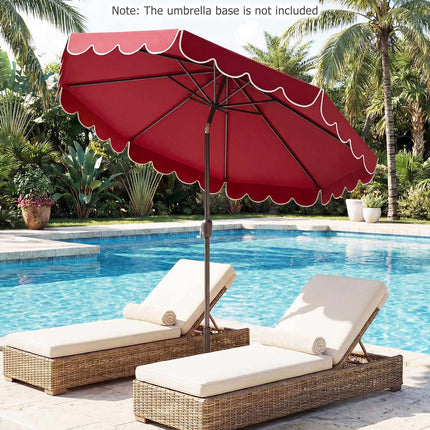 Parasol de terrasse de 3 m (10 pi) avec manivelle et bouton-poussoir d'inclinaison, rouge