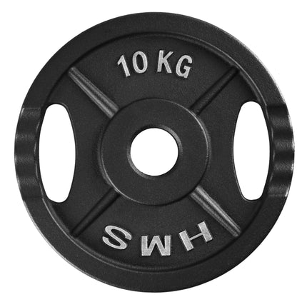 Disque de musculation olympique noir de 10 kg avec poignées