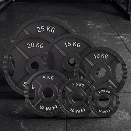 Disque de musculation olympique noir de 10 kg avec poignées
