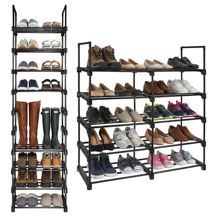 Étagère à chaussures à 10 niveaux, 20 paires, 45 x 30 x 174 cm, noire