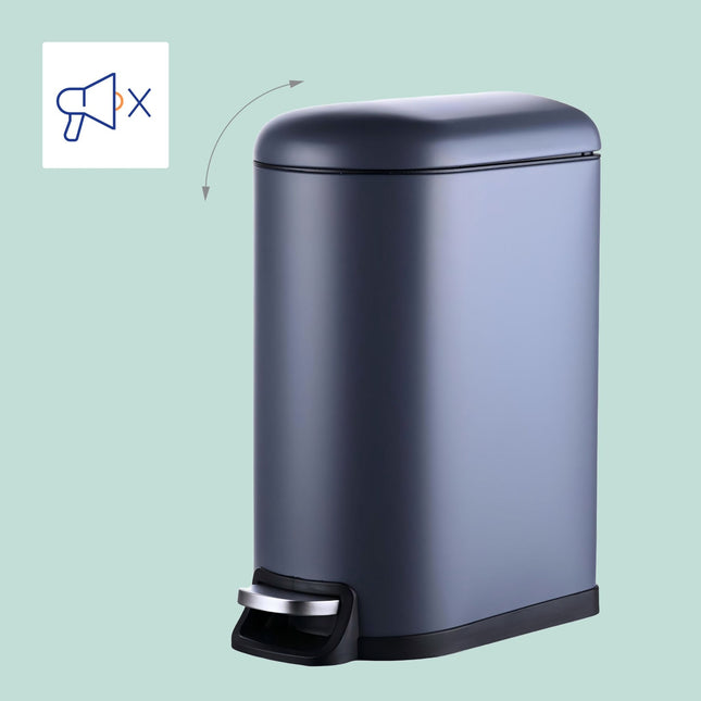 Poubelle à pédale en métal de 10 litres - Fermeture amortie, seau amovible