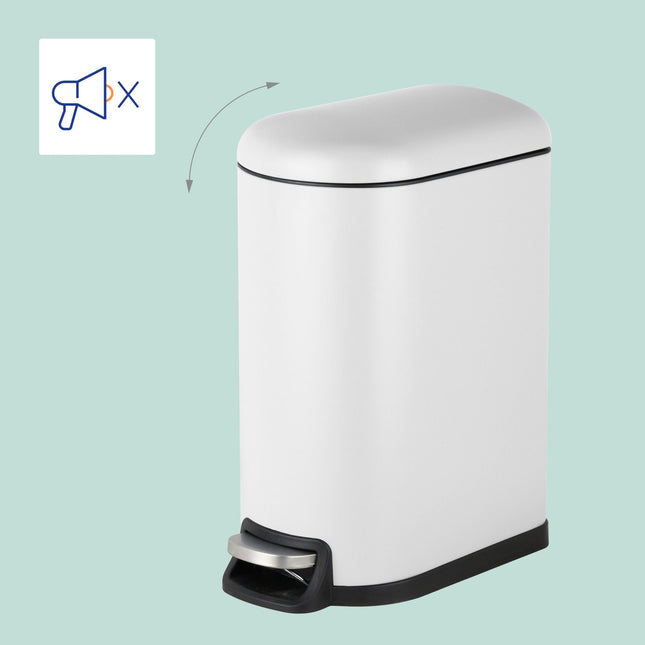 Poubelle à pédale en métal de 10 litres - Fermeture amortie, seau amovible