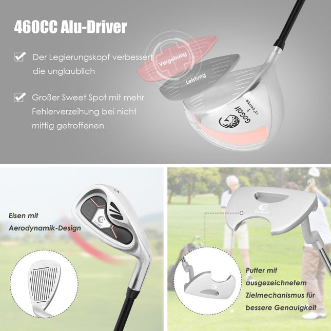 Ensemble de golf complet de 10 pièces, ensemble de clubs de golf pour femmes, cadeau de golf parfait, rose