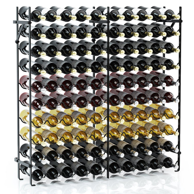 10-stöckiges Weinregal aus Metall für 100 Flaschen, Schwarz