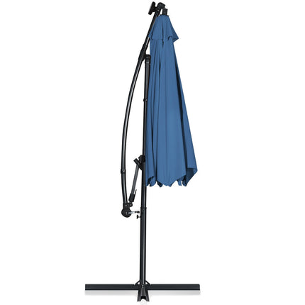 Parasol déporté solaire LED de 3 m – Rotation à 360°, bleu