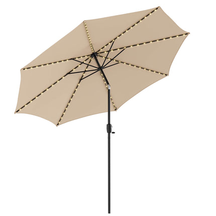 Parasol de terrasse solaire LED de 3 m, inclinaison par manivelle, beige