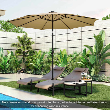 Parasol de terrasse solaire LED de 3 m, inclinaison par manivelle, beige