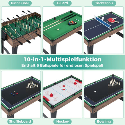 10-in-1 Multi-Spieltisch: Kicker, Airhockey, Billard