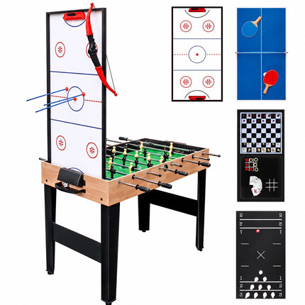 Ensemble de table multi-jeux 10 en 1 – Aspect bois, 81 × 125 × 61 cm
