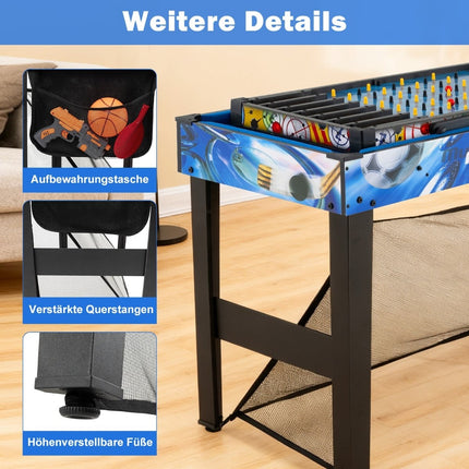 10-in-1 Multi-Spieltisch-Set mit Billard, Hockey, Tischtennis