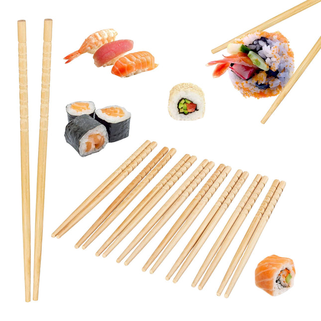 10 paires de baguettes en bambou