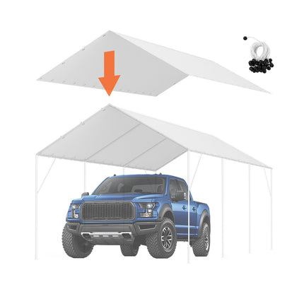 10x20 Carport Replacement Canopy Cover, Waterproof UV, White