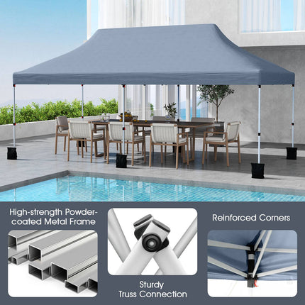 Tente pliante 10x20, hauteur réglable, sac de transport inclus