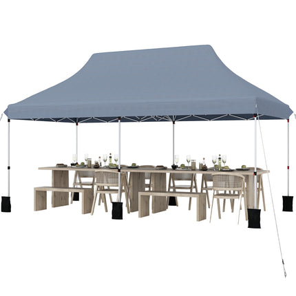 Tente pliante 10x20, hauteur réglable, sac de transport inclus