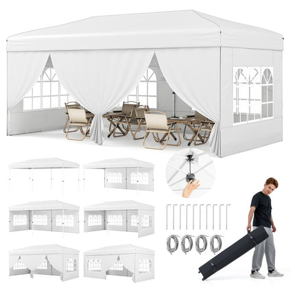 Tente pliante 10x20 avec 6 parois latérales et sac à roulettes