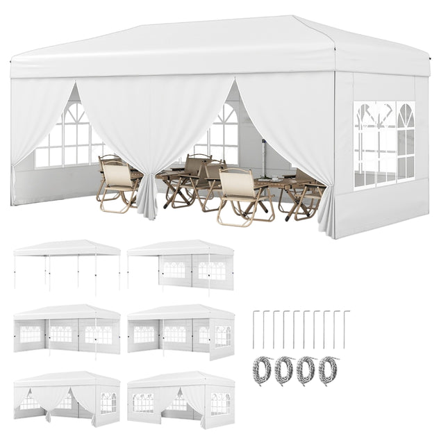 10x20 Pop-Up-Pavillon mit 6 Seitenwänden, Rolltasche