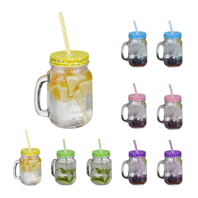 10 verres à boire colorés avec couvercles