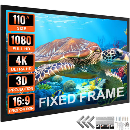 110-Inch Fixed Frame Projector Screen, 16:9 4K