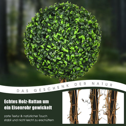 115 cm Kunstpflanze mit Topf &amp; 3 Kugeln Kunstbaum, künstliche Dekopflanze, Grünpflanzen