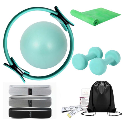 11-teiliges Pilates-Set mit Ring, Ball, Bändern und Hanteln