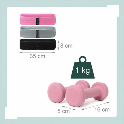 11-teiliges Pilates-Set mit Ring, Ball, Bändern und Hanteln