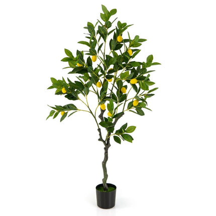 Citronnier artificiel de 120 cm avec pot et 18 citronniers et tilleuls, plante artificielle d'agrumes