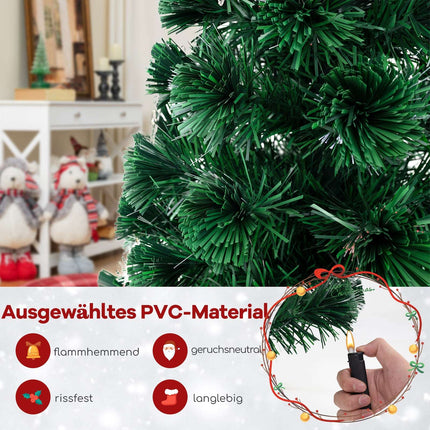 Sapin de Noël en fibre optique de 120 cm avec lumières, en PVC, avec base stable.