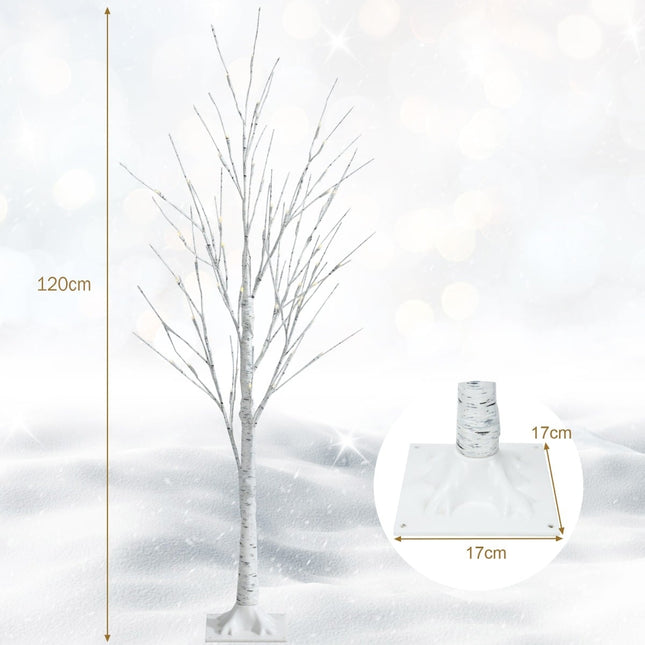 120 cm LED-Birkenbaum mit 48 warmweißen Lichtern
