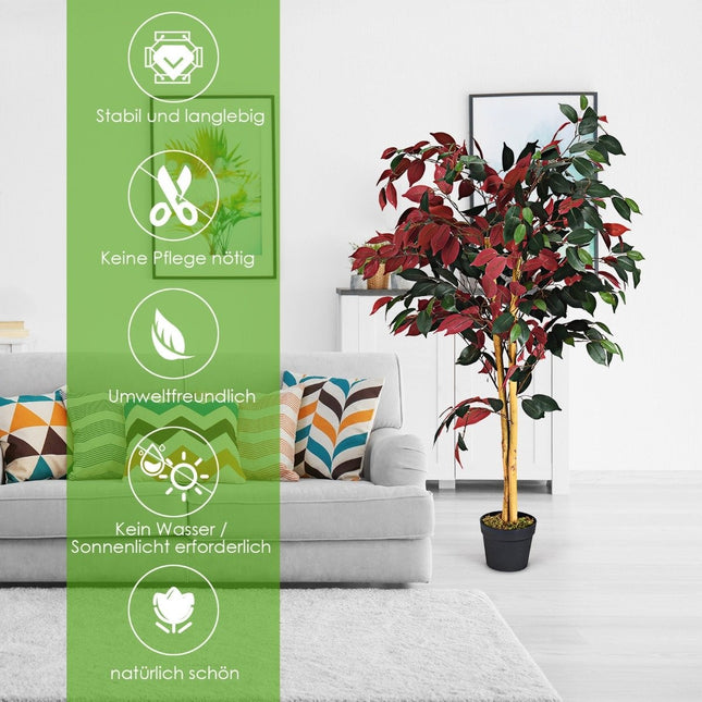 Grand Ficus vert de 120cm, arbre artificiel en Pot, plantes vertes réalistes