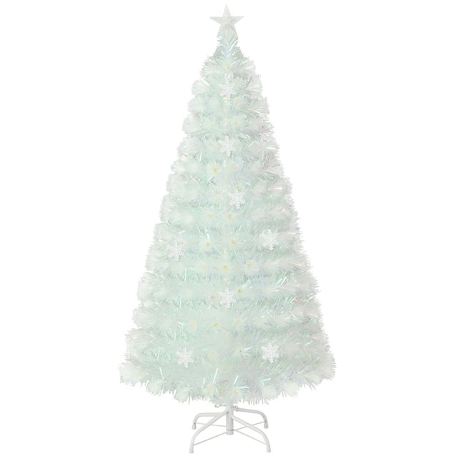 Sapin de Noël artificiel blanc de 120 cm avec guirlandes lumineuses LED