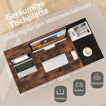 120 cm langer Schreibtisch mit 2 Schubladen &amp; Kopfhörerhaken &amp; Ablagefach Computertisch