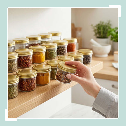 Ensemble de pots à confiture en verre de 120 ml, couvercles dorés à visser