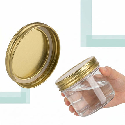 Ensemble de pots à confiture en verre de 120 ml, couvercles dorés à visser