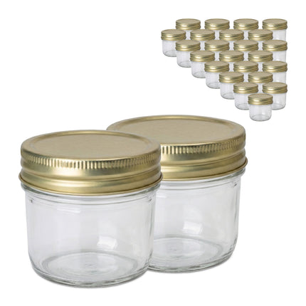 Ensemble de pots à confiture en verre de 120 ml, couvercles dorés à visser