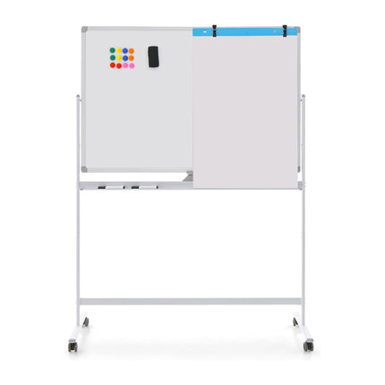 120 x 80 cm doppelseitiges mobiles Whiteboard höhenverstellbares magnetisches Whiteboard weiß