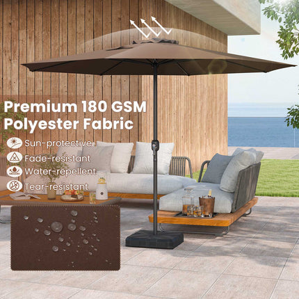 Parasol de terrasse de 3,65 m (12 pi) avec manivelle, 8 baleines, couleur café