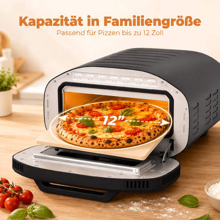 Four à pizza électrique 30 cm, 8 programmes, 430 °C, plaque en céramique