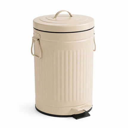 12-Liter-Treteimer im Retro-Stil, beige, mit Soft-Close-Deckel
