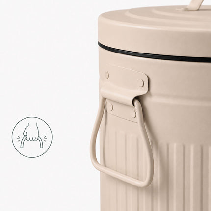 12-Liter-Treteimer im Retro-Stil, beige, mit Soft-Close-Deckel