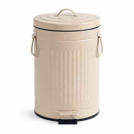 12-Liter-Treteimer im Retro-Stil, beige, mit Soft-Close-Deckel
