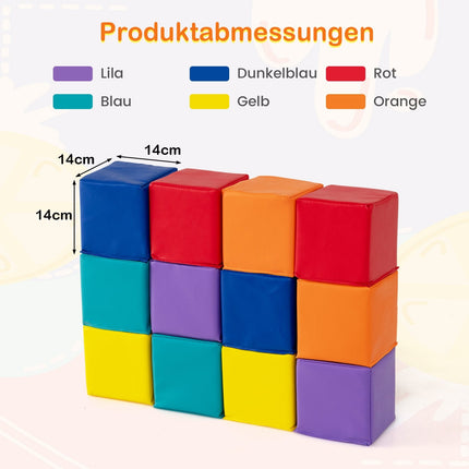 Ensemble de 12 blocs de construction en mousse pour enfants, doux et colorés