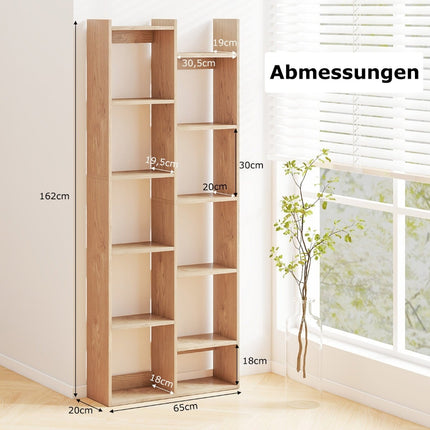 12-stufiges Bücherregal mit Kippschutz, Baumdesign